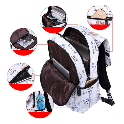 Cute Butterfly Printed Backpack With USB Charging Port
